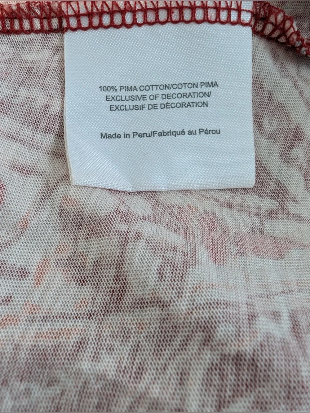 Tory Burch Long Sleeve Floral Print Crew Neck Pima Cotton Top Red Multi Size XS